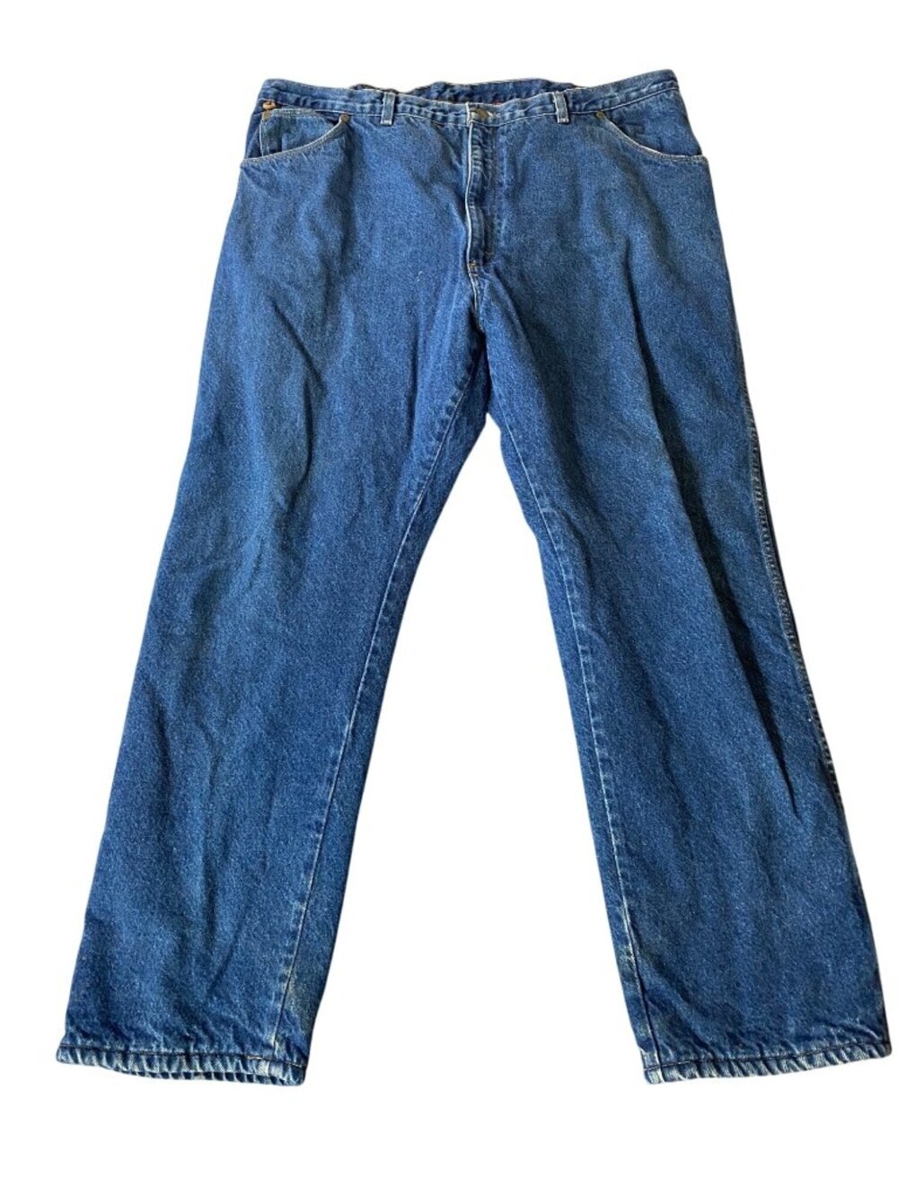 Wrangler Rugged Wear Mens 44x32 Outdoor Comfort Insulated Denim Jeans Red Lining